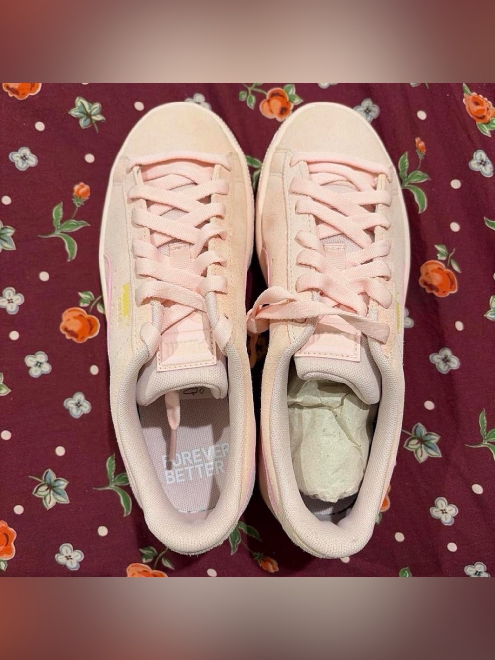 Puma pink suede trainers